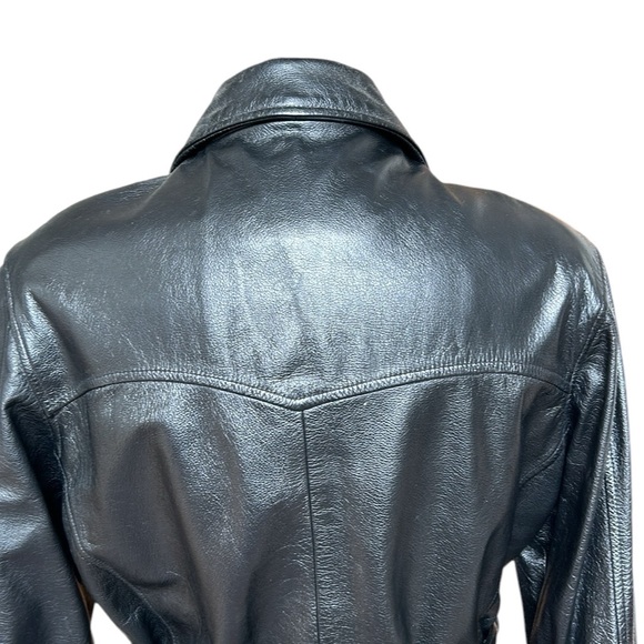 Vintage Wilsons The Leather Experts Leather Jacket Belted Black L - Picture 7 of 14